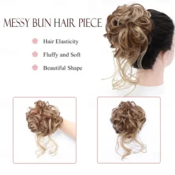 Bun Hair Piece Tousled Updo Hair Extensions With Elastic Hair Bands curly Hair Bun Scrunchle for Women