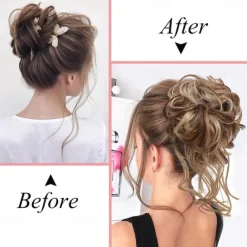 Bun Hair Piece Tousled Updo Hair Extensions With Elastic Hair Bands curly Hair Bun Scrunchle for Women