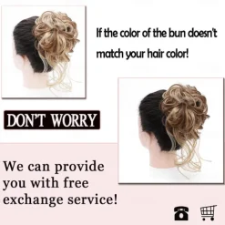 Bun Hair Piece Tousled Updo Hair Extensions With Elastic Hair Bands curly Hair Bun Scrunchle for Women