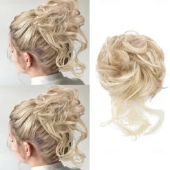 Bun Hair Piece Tousled Updo Hair Extensions With Elastic Hair Bands curly Hair Bun Scrunchle for Women