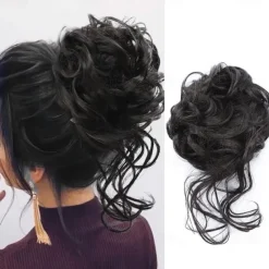 Bun Hair Piece Tousled Updo Hair Extensions With Elastic Hair Bands curly Hair Bun Scrunchle for Women