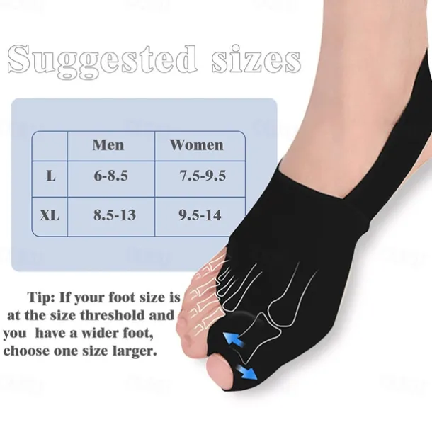 Bunion Corrector for Women Big Toe, Bunion Corrector for Men, Bunion Relief, Bunion Pads, Big Toe Splint, Bunion Fix Preventer Device for Day/Night (2 Count) Black L
