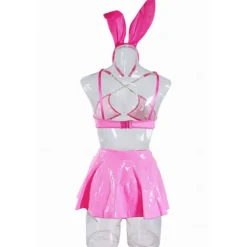Bunny Girl Halloween Cosplay Costume Bra Mini Skirt Glossy Sexy Costume Adults' Women's Carnival Masquerade Mardi Gras Performance Party Halloween Easy Halloween Costumes Dress Up