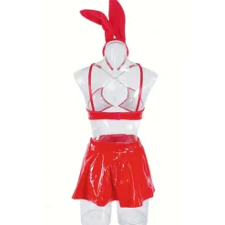 Bunny Girl Halloween Cosplay Costume Bra Mini Skirt Glossy Sexy Costume Adults' Women's Carnival Masquerade Mardi Gras Performance Party Halloween Easy Halloween Costumes Dress Up
