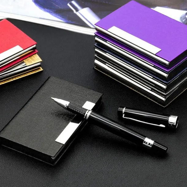Business Card Holder/ Case Professional PU Leather & Stainless Steel Multi Wallet Credit Card ID Case/Holder