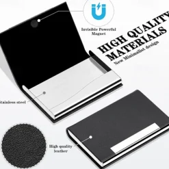 Business Card Holder/ Case Professional PU Leather & Stainless Steel Multi Wallet Credit Card ID Case/Holder