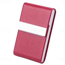 Business Card Holder PU Leather Business Card Case Pocket Card Holders Metal Slim Name Card Holder RFID Blocking Business Card Carrier with Magnetic Closure