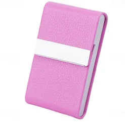Business Card Holder PU Leather Business Card Case Pocket Card Holders Metal Slim Name Card Holder RFID Blocking Business Card Carrier with Magnetic Closure