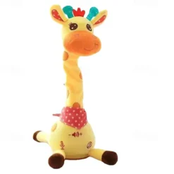 3-Button Embroidered Interactive Singing Fawn Plush Toy - Talks & Sings Perfect for Home Decor & Holiday Gifts