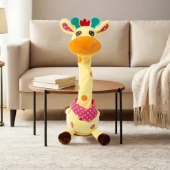 3-Button Embroidered Interactive Singing Fawn Plush Toy - Talks & Sings Perfect for Home Decor & Holiday Gifts