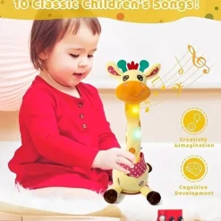 3-Button Embroidered Interactive Singing Fawn Plush Toy - Talks & Sings Perfect for Home Decor & Holiday Gifts