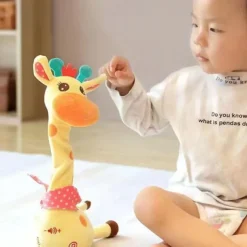 3-Button Embroidered Interactive Singing Fawn Plush Toy - Talks & Sings Perfect for Home Decor & Holiday Gifts