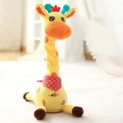 3-Button Embroidered Interactive Singing Fawn Plush Toy - Talks & Sings Perfect for Home Decor & Holiday Gifts