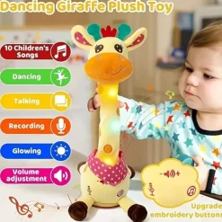 3-Button Embroidered Interactive Singing Fawn Plush Toy - Talks & Sings Perfect for Home Decor & Holiday Gifts