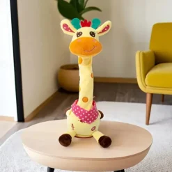 3-Button Embroidered Interactive Singing Fawn Plush Toy - Talks & Sings Perfect for Home Decor & Holiday Gifts