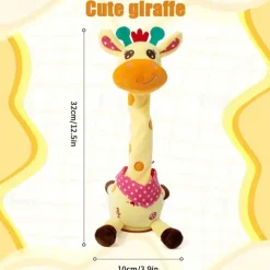 3-Button Embroidered Interactive Singing Fawn Plush Toy - Talks & Sings Perfect for Home Decor & Holiday Gifts