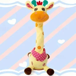 3-Button Embroidered Interactive Singing Fawn Plush Toy - Talks & Sings Perfect for Home Decor & Holiday Gifts