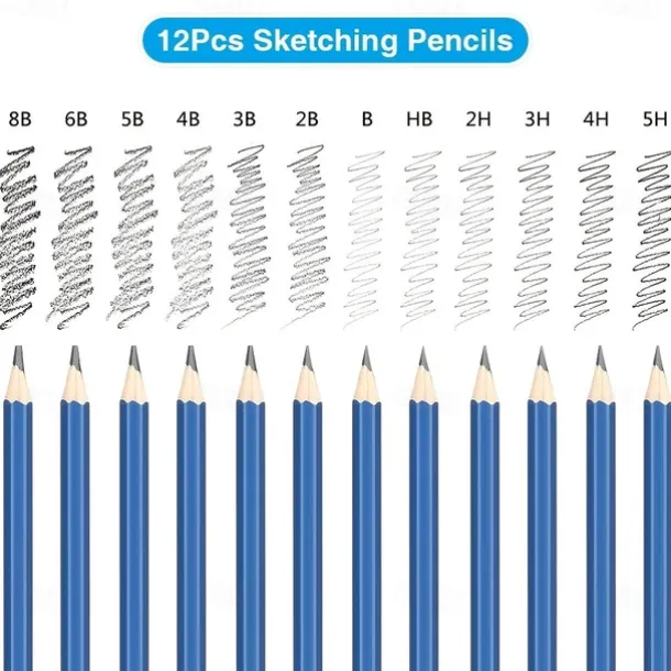 Bview Art 32 Pack Drawing Pencils Set Professional Drawing Art Kit With Sketch Pencils Graphite Charcoal Sticks In Portable Case Drawing Supplies For Students Adults Artists