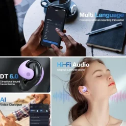 BY01 True Wireless Headphones TWS Earbuds Ear Hook Bluetooth 5.3 Stereo Surround sound ENC Environmental Noise Cancellation for Apple Samsung Huawei Xiaomi MI Everyday Use Jogging Trekking Mobile