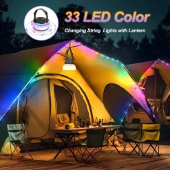 Camping Lantern Solar String Lights Multifunctional Rechargeable Outdoor Tent Camping Light 16.4FT IP65 Waterproof Camping Gear with Rechargeable Emergency for Christmas, Home and Party Decorations