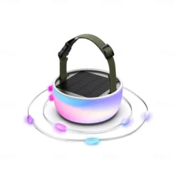 Camping Lantern Solar String Lights Multifunctional Rechargeable Outdoor Tent Camping Light 16.4FT IP65 Waterproof Camping Gear with Rechargeable Emergency for Christmas, Home and Party Decorations