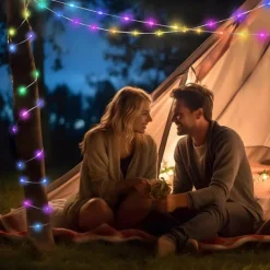 Camping Lantern Solar String Lights Multifunctional Rechargeable Outdoor Tent Camping Light 16.4FT IP65 Waterproof Camping Gear with Rechargeable Emergency for Christmas, Home and Party Decorations