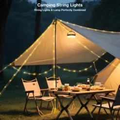 Camping Lights String, 4 in 1 Outdoor String Lights with 8 Lighting Modes Portable Retractable Camping String Lights for Outdoor Hiking Garden Party Festival Decor