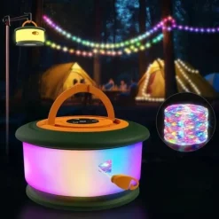 Camping String Lights, 2 in 1 Rechargeable Tent Lights String with 19 Lighting Modes,Quick Storage,Portable LED Lamp for Bedroom Yard Decor Christmas Camping Essentials