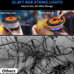 Camping String Lights, 2 in 1 Rechargeable Tent Lights String with 19 Lighting Modes,Quick Storage,Portable LED Lamp for Bedroom Yard Decor Christmas Camping Essentials
