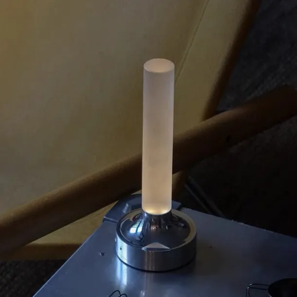 Candle Table Lamp Long Style USB Rechargeable Wireless Touch Lamp Desktop Decoration Atmosphere Night Light for Bedroom Silver