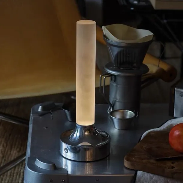 Candle Table Lamp Long Style USB Rechargeable Wireless Touch Lamp Desktop Decoration Atmosphere Night Light for Bedroom Silver