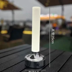 Candle Table Lamp Long Style USB Rechargeable Wireless Touch Lamp Desktop Decoration Atmosphere Night Light for Bedroom Silver