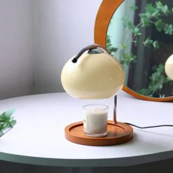 Candle Warmer Lamp Mushroom Bedside Table Lamp Modern Minimalist Bedside Table Lamp Bedroom Living Room Study Bedside Lamp Decorative Small Table Lamp Bedside Lamp 110-240V