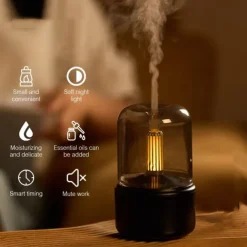 Candlelight Aroma Diffuser Portable 120ml Electric USB Air Humidifier Cold Fog Machine Atomizer with LED Night Light