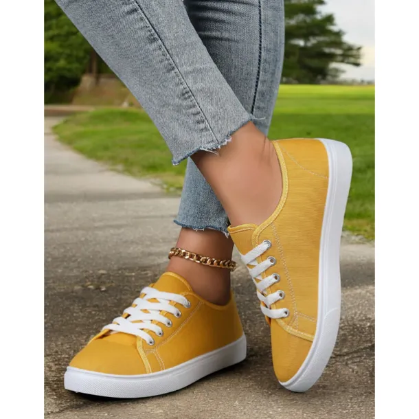 Canvas Lace-Up Sneakers for Women – Classic and Comfortable Sneakers for Everyday Wear, Perfect for Casual Outings and Weekend Adventures