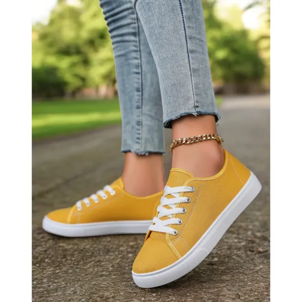 Canvas Lace-Up Sneakers for Women – Classic and Comfortable Sneakers for Everyday Wear, Perfect for Casual Outings and Weekend Adventures