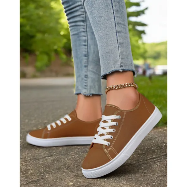 Canvas Lace-Up Sneakers for Women – Classic and Comfortable Sneakers for Everyday Wear, Perfect for Casual Outings and Weekend Adventures