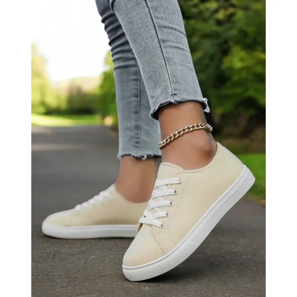 Canvas Lace-Up Sneakers for Women – Classic and Comfortable Sneakers for Everyday Wear, Perfect for Casual Outings and Weekend Adventures