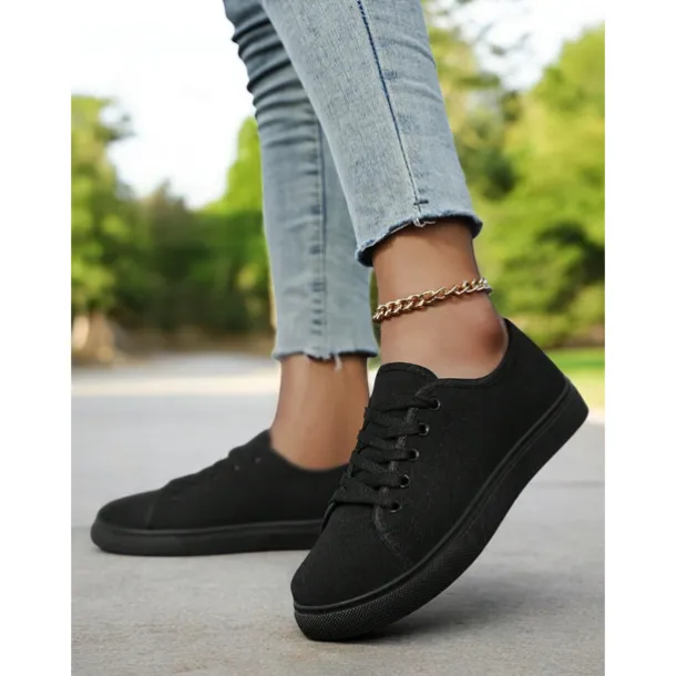 Canvas Lace-Up Sneakers for Women – Classic and Comfortable Sneakers for Everyday Wear, Perfect for Casual Outings and Weekend Adventures