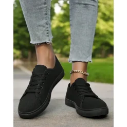 Canvas Lace-Up Sneakers for Women – Classic and Comfortable Sneakers for Everyday Wear, Perfect for Casual Outings and Weekend Adventures