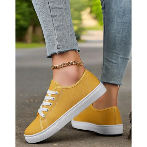 Canvas Lace-Up Sneakers for Women – Classic and Comfortable Sneakers for Everyday Wear, Perfect for Casual Outings and Weekend Adventures