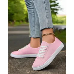 Canvas Lace-Up Sneakers for Women – Classic and Comfortable Sneakers for Everyday Wear, Perfect for Casual Outings and Weekend Adventures