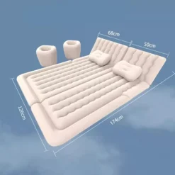 Car Air Mattress Inflatable Car Air Mattress with Pump Thickened Backseat Travel Bed Portable Sleeping Pad