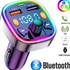 Car Bluetooth 5.0 FM Transmitter Wireless Audio Receiver Car MP3 Player 18W PD Fast Charger(1pc)