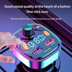 Car Bluetooth 5.0 FM Transmitter Wireless Audio Receiver Car MP3 Player 18W PD Fast Charger(1pc)