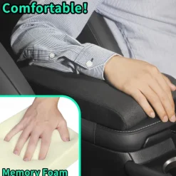 Car Center Console Cover Memory Foam Armrest Cushion & Arm Rest Protector & Middle Organizer Black Elbow Pillow & Seat Central Box Lid Pad & Universal Interior Accessory for Truck Auto SUV