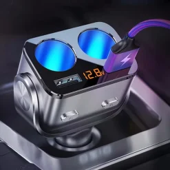 Car Cigarette Lighter Multifunctional One toTwo Conversion Plug USB Car Charger Mobile Phone Fast Charge