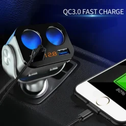 Car Cigarette Lighter Multifunctional One toTwo Conversion Plug USB Car Charger Mobile Phone Fast Charge