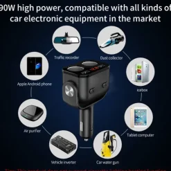 Car Cigarette Lighter Multifunctional One toTwo Conversion Plug USB Car Charger Mobile Phone Fast Charge
