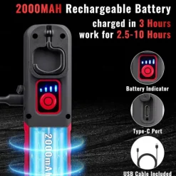 Car Detailing Light Rechargeable, Paint Correction Inspection Light with Magnetic Base & Hook, Handheld LED Work Light for Auto Detailing, Color Matching & Repairs